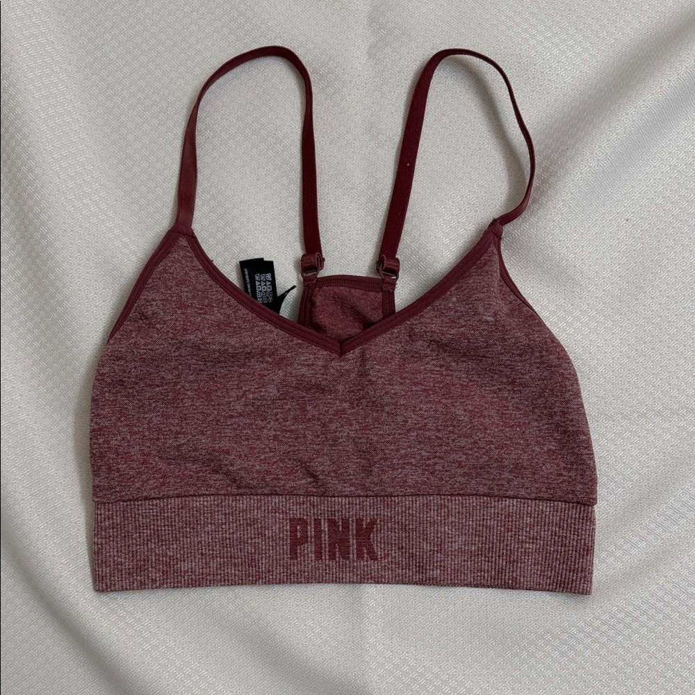 PINK Victoria's Secret Maroon Seamless Sports Bra Size Small